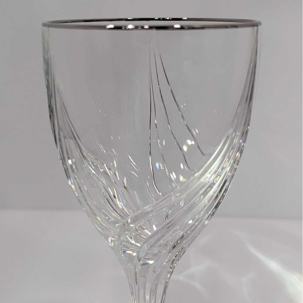 Lenox Debut Crystal Water‎ Goblet Clear Platinum Rim 8 1/4" Made In Germany